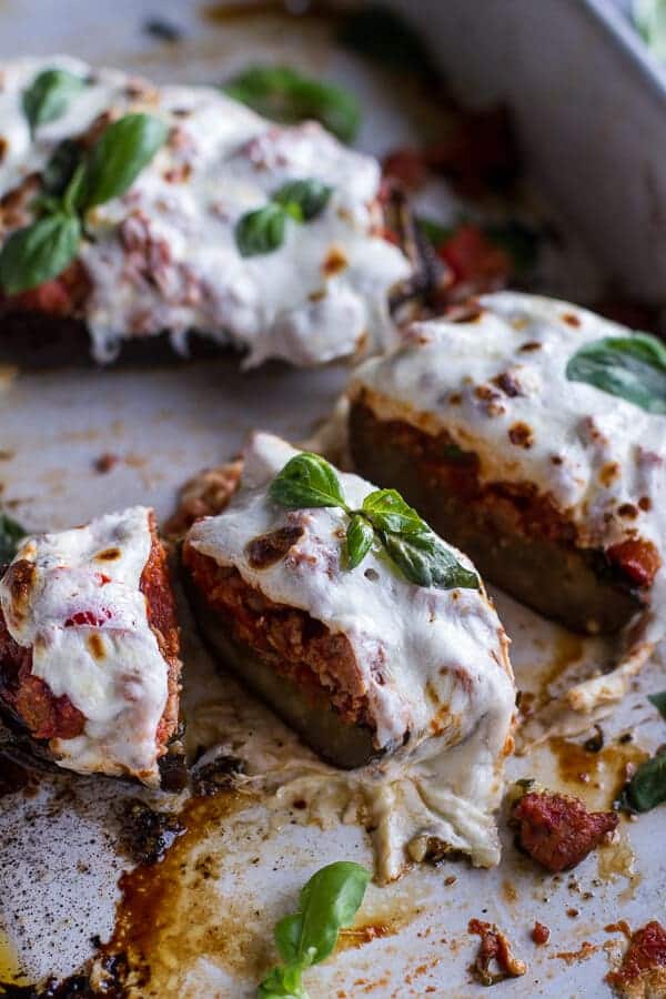Roasted Garlic Eggplant Lasagna Boats w-Spicy Italian Chicken Sausage | halfbakedharvest.com @hbharvest
