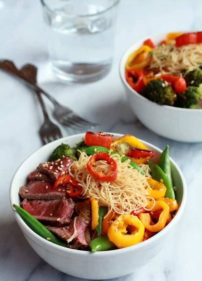 Asian Veggie Noodle Bowl with Grilled Steak Half Baked Harvest