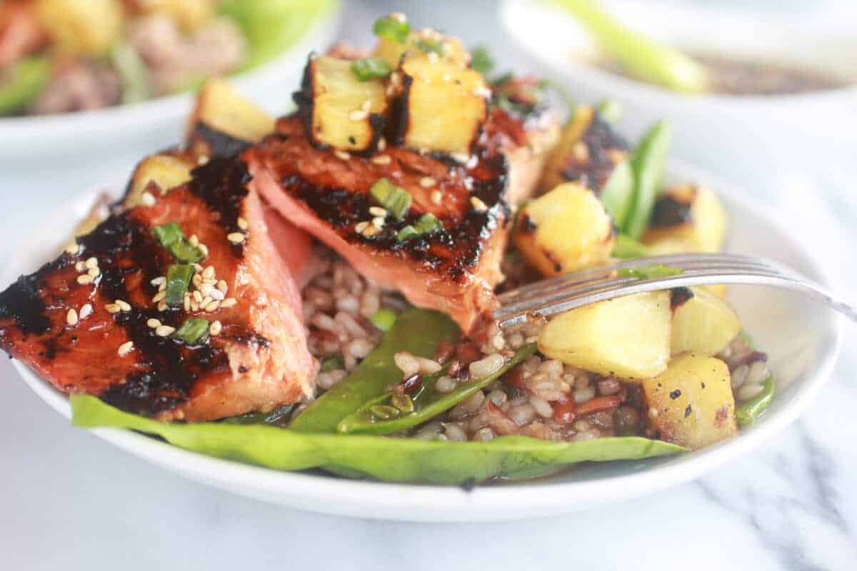 Asian Grilled Salmon Pineapple and Rice Lettuce Wraps-12