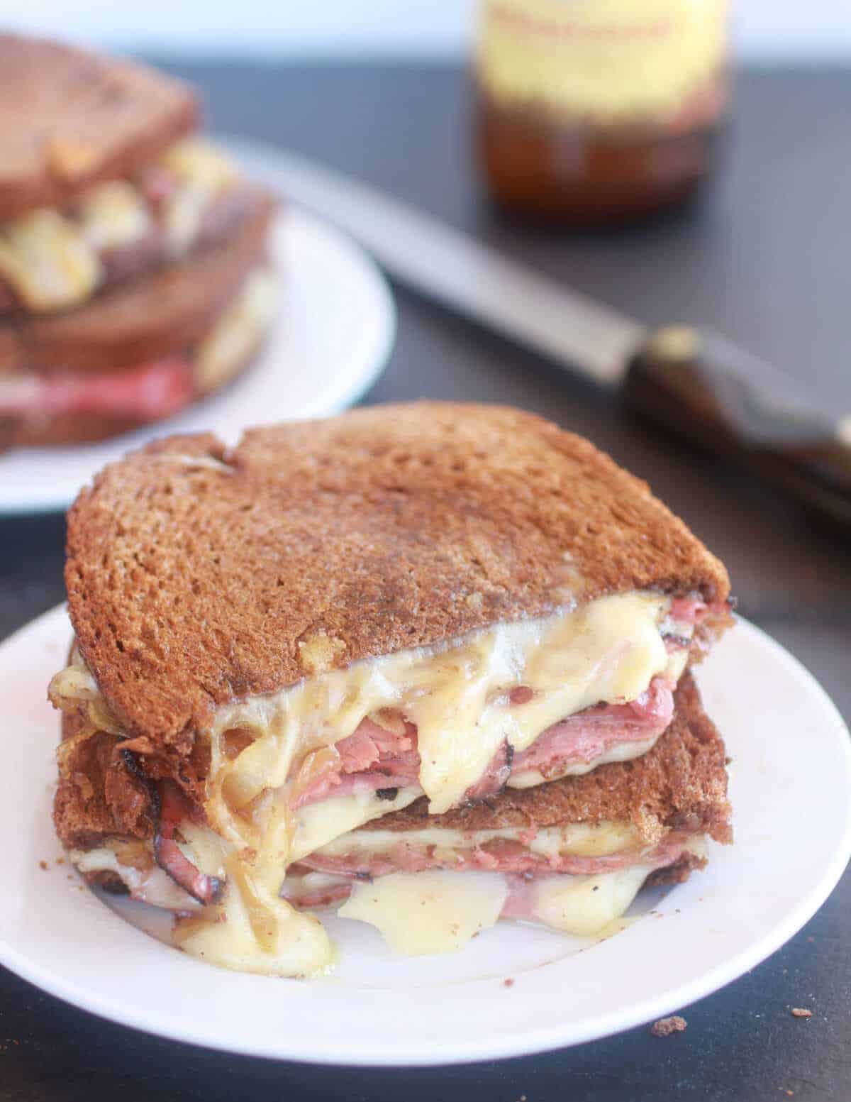 Pastrami and Caramelized Onion Grilled Cheese-1