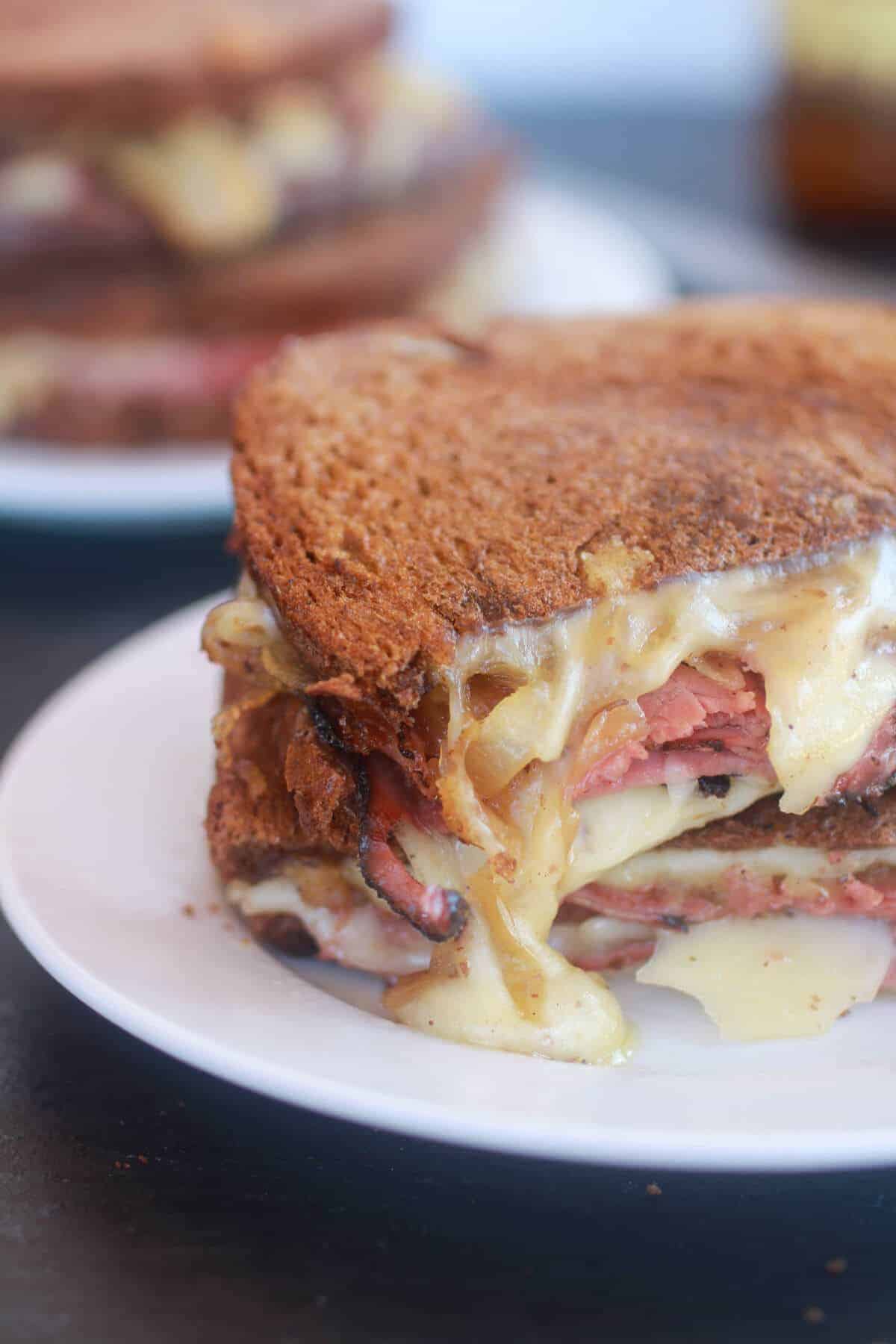 Pastrami and Caramelized Onion Grilled Cheese-5