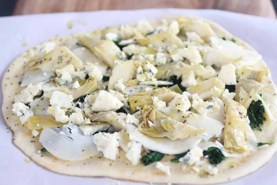 Spinach Artichoke and Blue Cheese Pizza-3