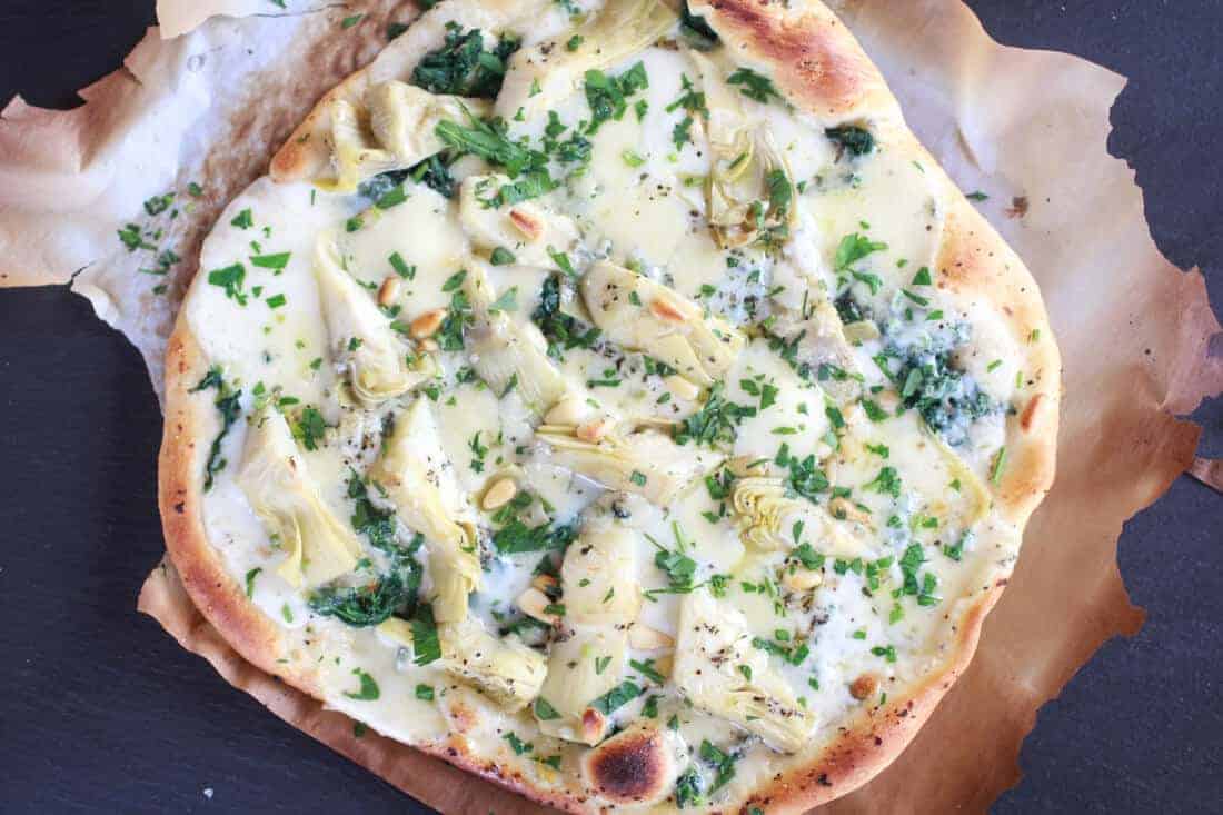 Spinach Artichoke and Blue Cheese Pizza-4
