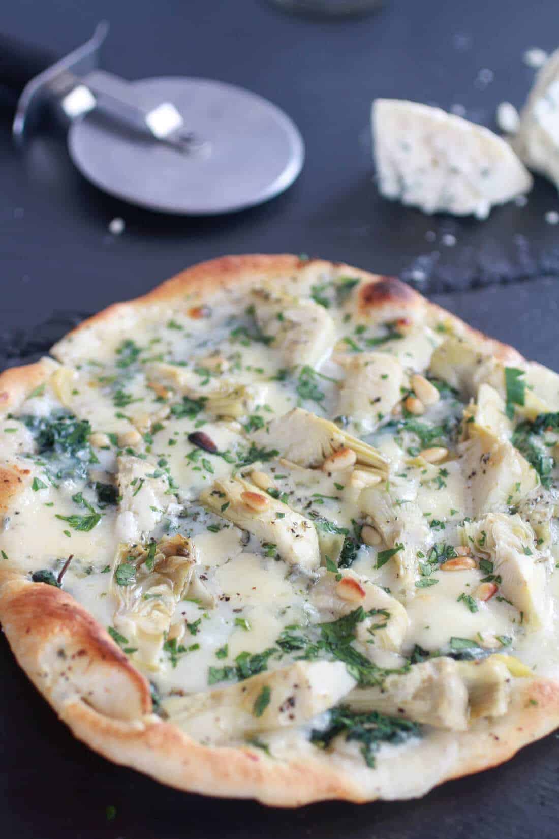 Spinach Artichoke and Blue Cheese Pizza-9