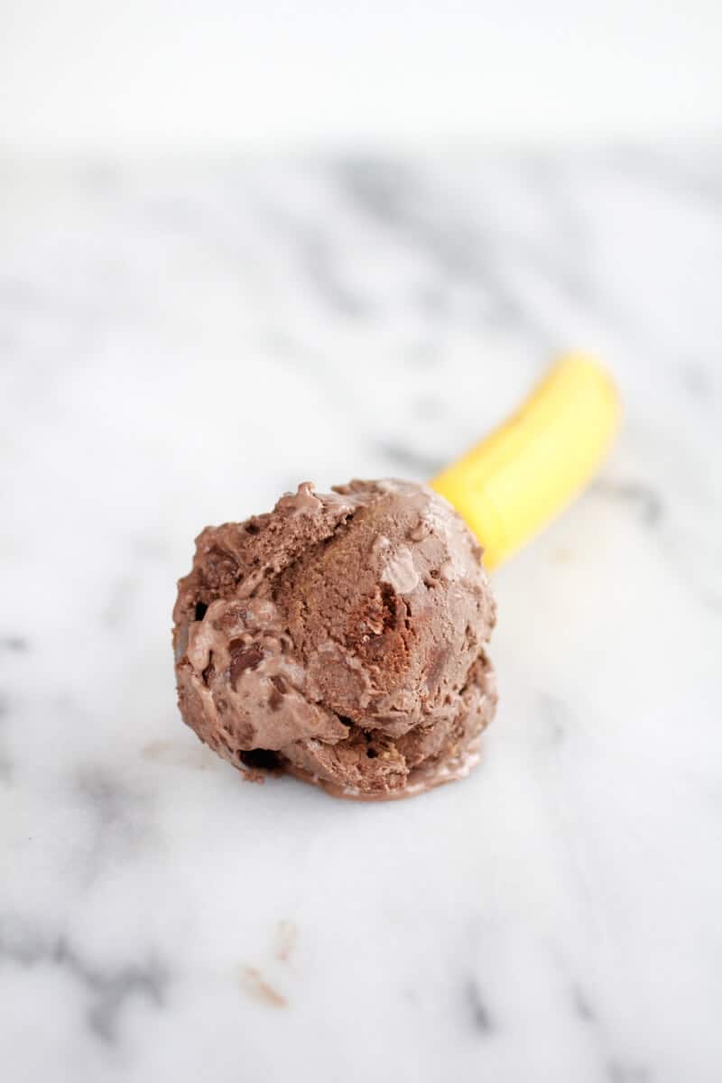 Chocolate Peanut Butter Swirl Fudge Brownie Ice Cream https://www.halfbakedharvest.com/