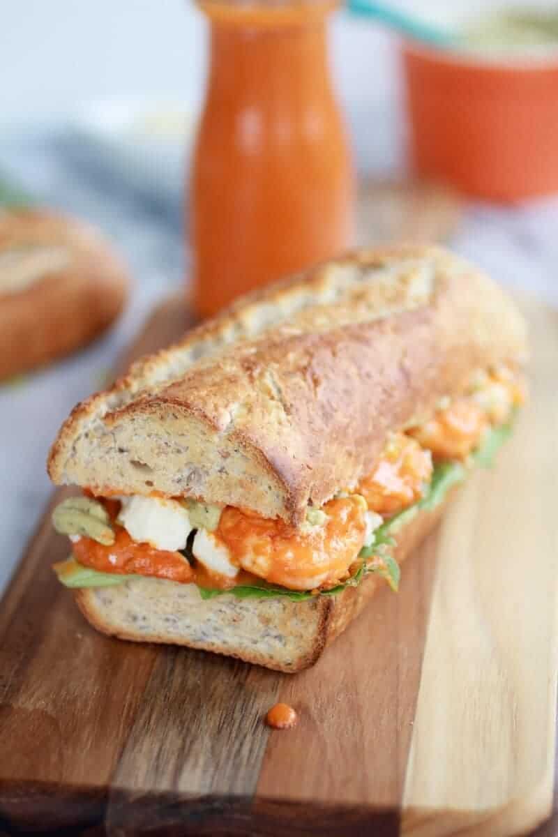 Grilled Buffalo Shrimp Sandwiches with Spicy Avocado Ranch-6