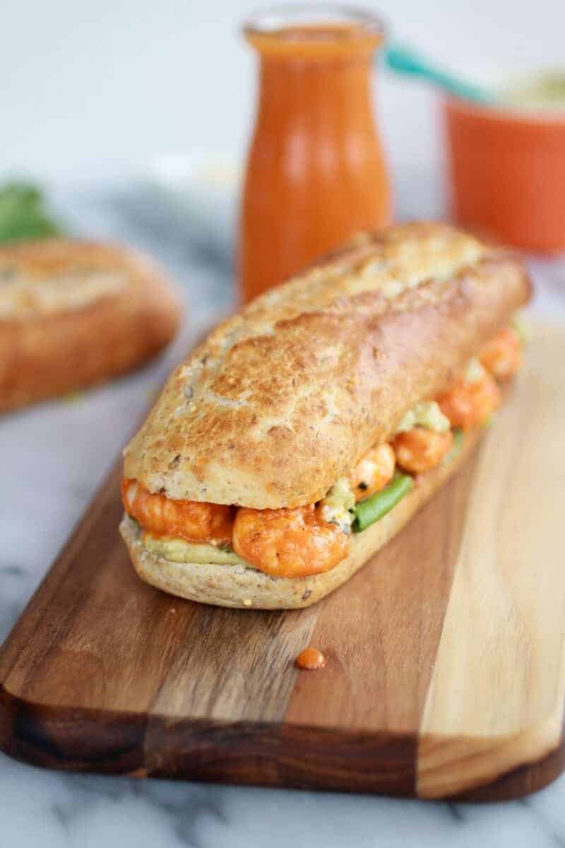 Grilled Buffalo Shrimp Sandwiches with Spicy Avocado Ranch-7