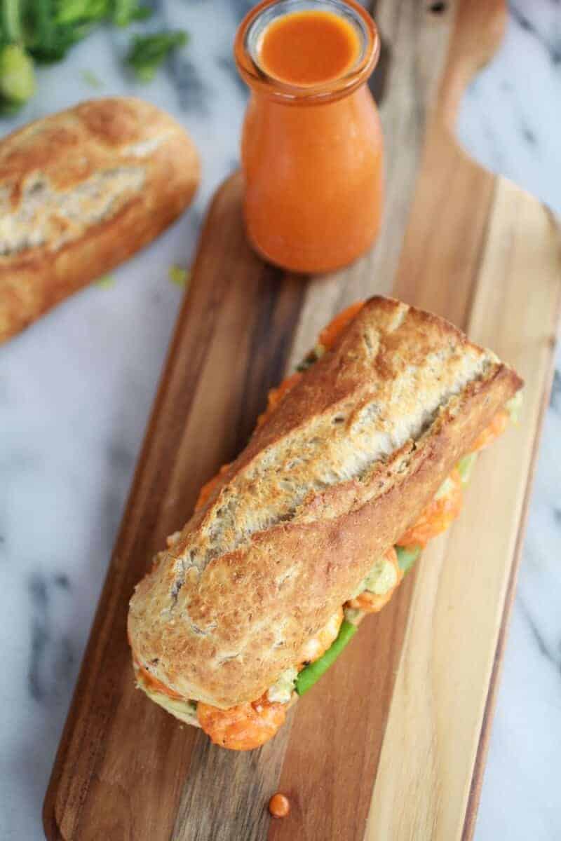 Grilled Buffalo Shrimp Sandwiches with Spicy Avocado Ranch-9