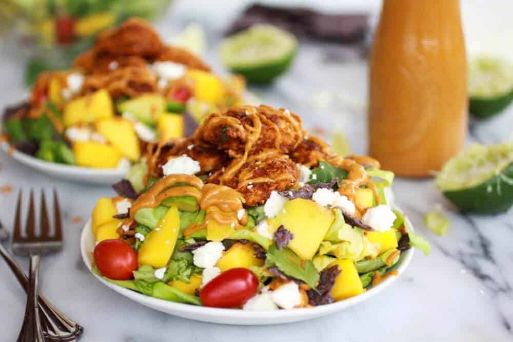 Tortilla Chip Crusted Chicken Salad with Avocado Chipotle Lime Dressing and Queso Fresco | https://www.halfbakedharvest.com/