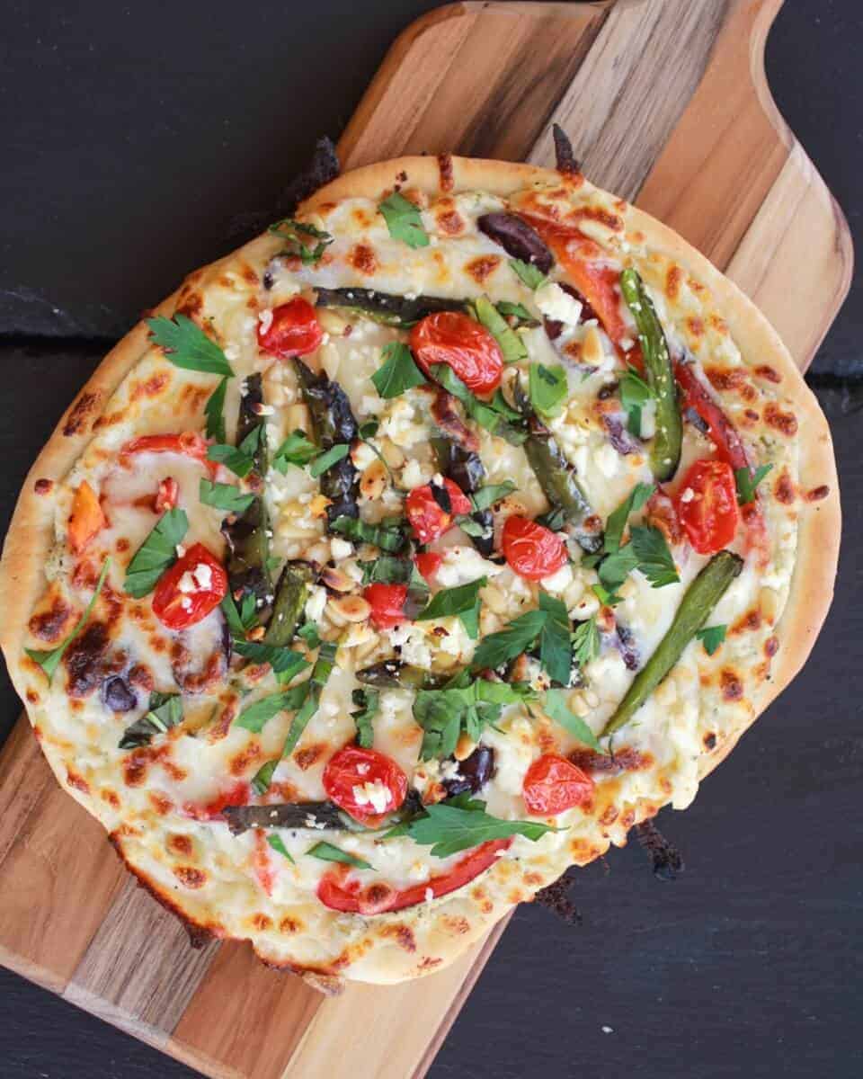 Whipped Feta and Roasted Jalapeño Greek Pizza https://www.halfbakedharvest.com/