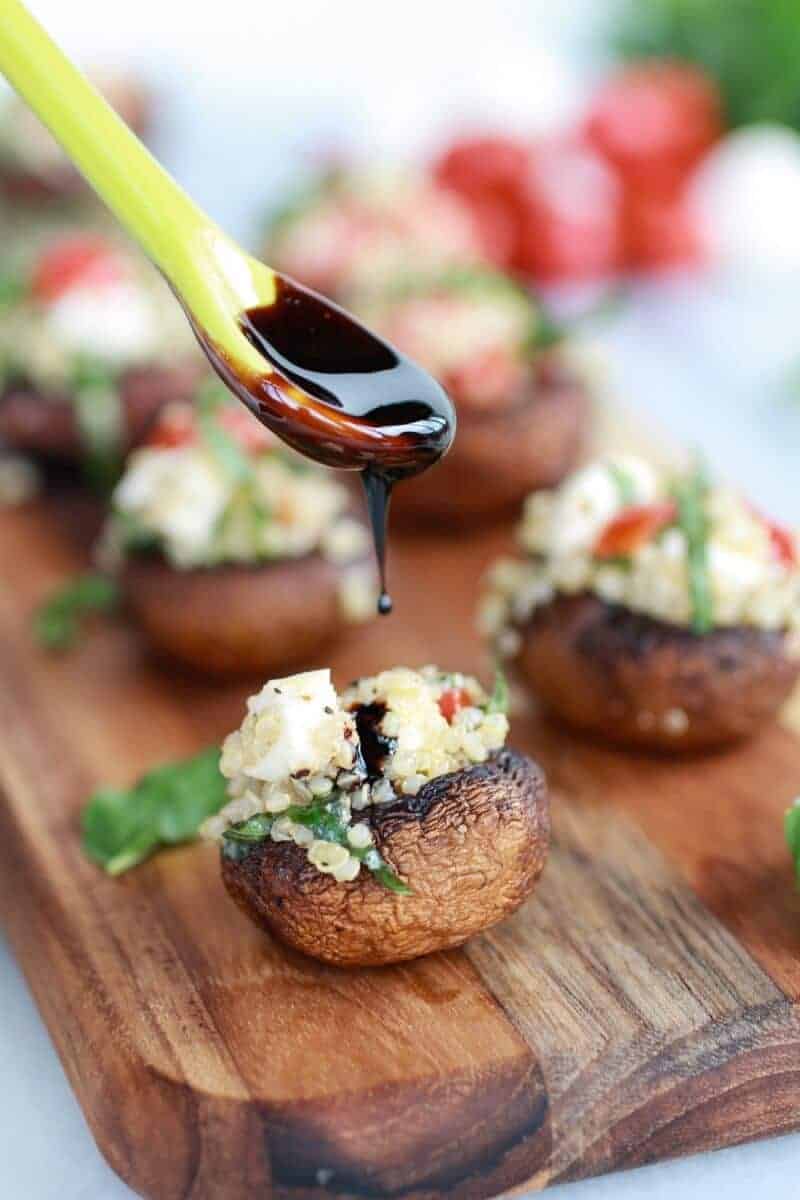 Caprese Quinoa Grilled Stuffed Mushrooms with Balsamic Glaze | https://www.halfbakedharvest.com/