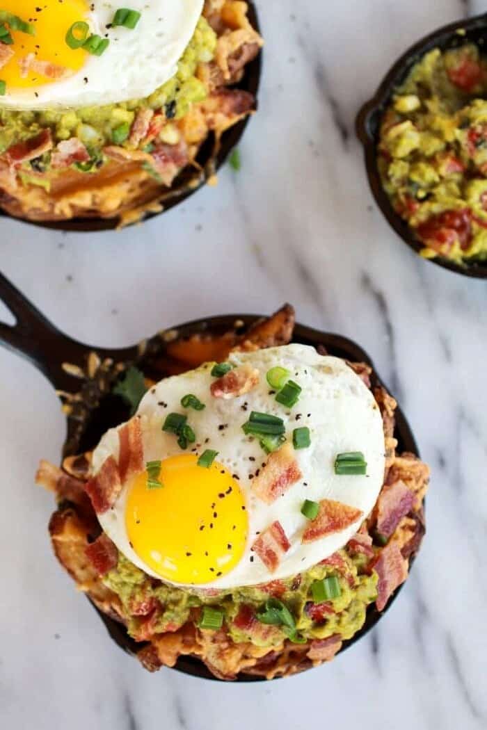 Cheesy Cajun Fries with Grilled Corn Guacamole, Bacon and Fried Eggs ...