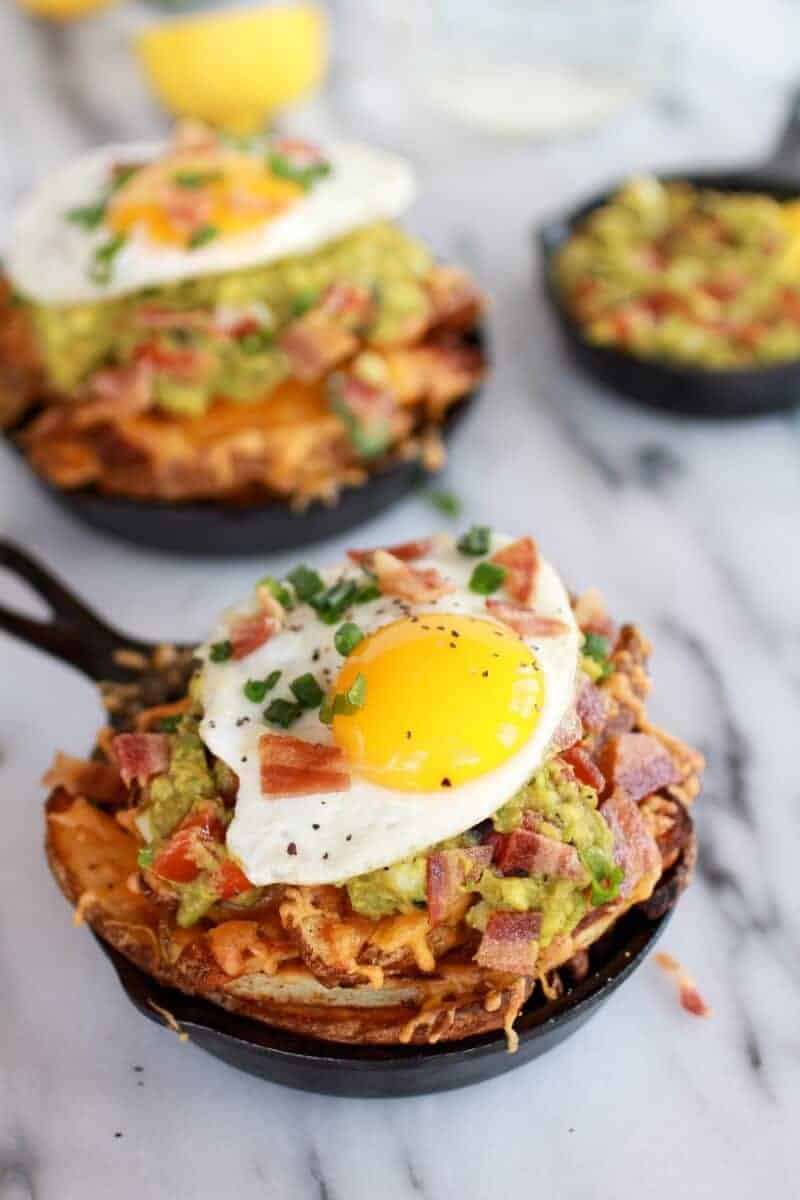 Cheesy Cajun Fries with Grilled Corn Guacamole, Bacon and Fried Eggs | halfbakedharvest.com/