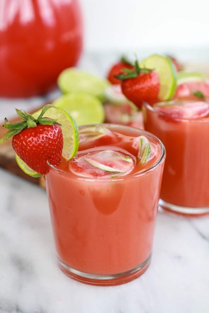 Sparkling Strawberry Basil Limeade with Tequila Soaked Strawberry-Lime Ice | halfbakedharvest.com