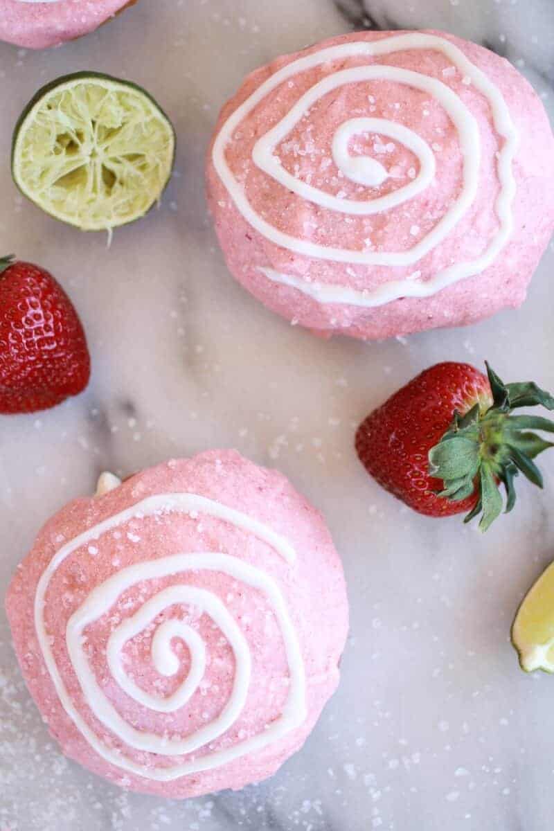 Strawberry Margarita Cream Filled Donuts | https://www.halfbakedharvest.com/