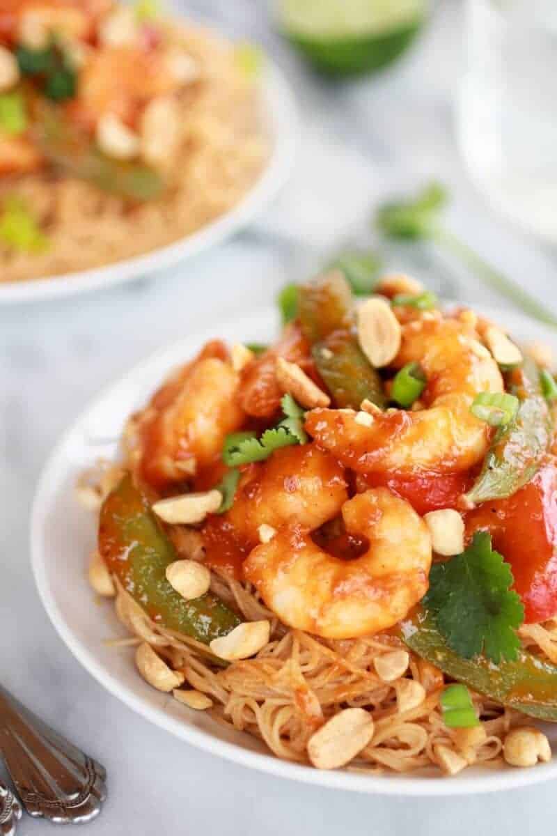 Sweet Thai Shrimp Curry with Peanut Noodles | https://www.halfbakedharvest.com/