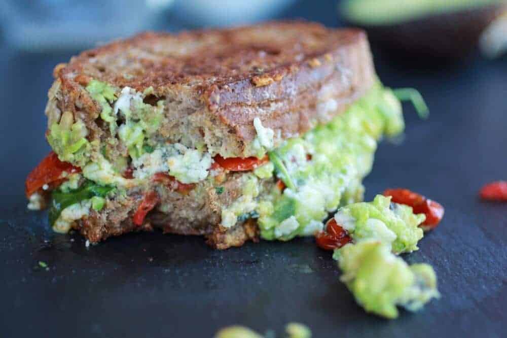 Blue Cheese + Smashed Avocado Roasted Tomato Grilled Cheese | halfbakedharvest.com/