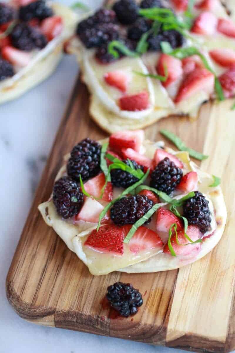 Grilled Blackberry, Strawberry, Basil and Brie Pizza Crisp | halfbakedharvest.com