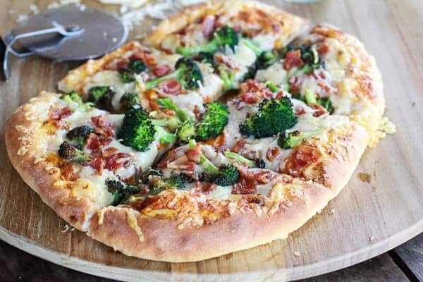 Chipotle Pumpkin and Broccoli Pizza with Bacon + Gouda Cheese (+ A Giveaway!) | halfbakedharvest.com