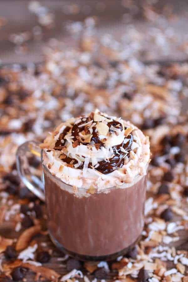 Toasted Coconut Chocolate Pumpkin Spice Latte with Chocolate Drizzle | halfbakedharvest.com