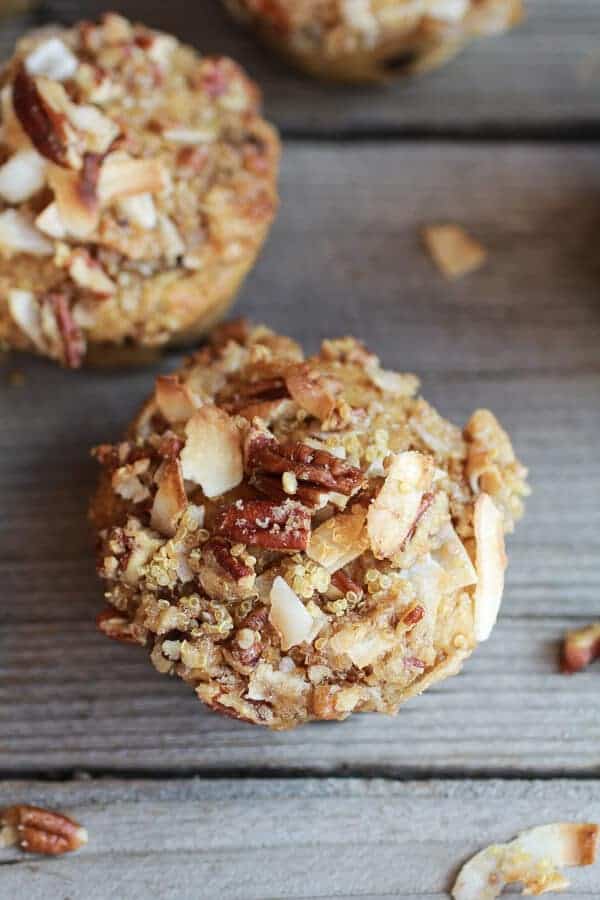 Sweet Potato, Quinoa and Dark Chocolate Coconut Crumble Crunch Muffins | halfbakedharvest.com
