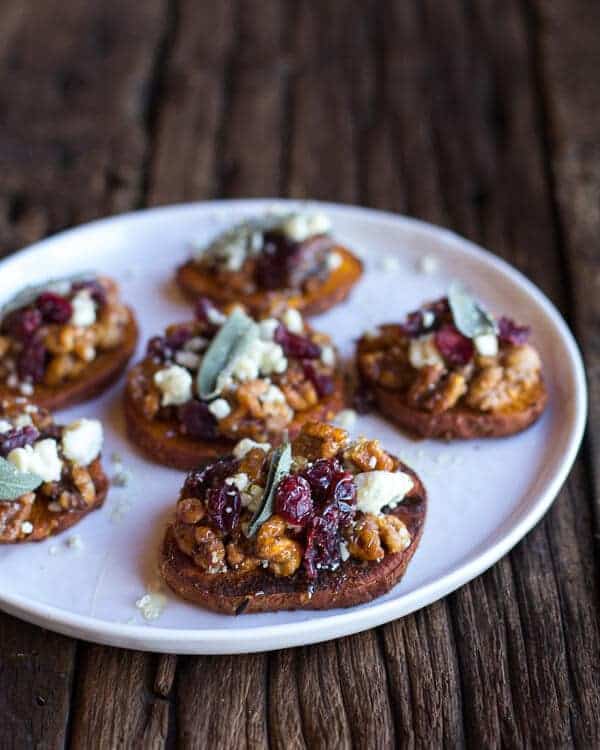 Curried Sweet Potato Rounds with Honeyed Walnuts, Cranberries and Blue Cheese | halfbakedharvest.com