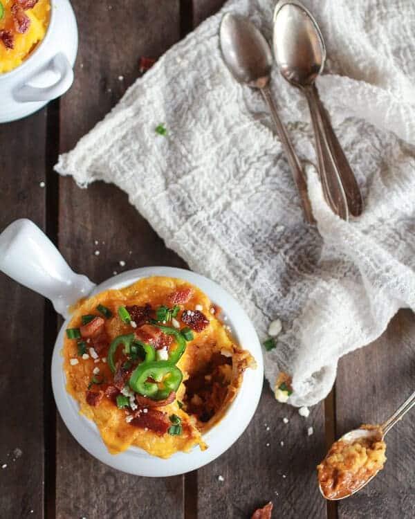 Easy Jalapeño Popper Chicken Chili and Cheddar Polenta Pot Pies | halfbakedharvest.com