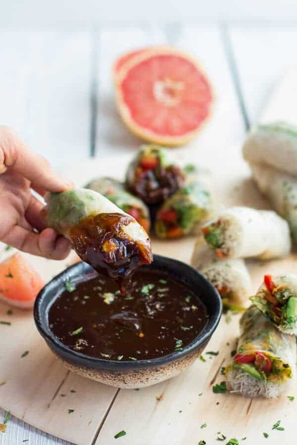 Brussels Sprout + Avocado Winter Rolls with Grapefruit Hoisin Dipping Sauce | halfbakedharvest.com