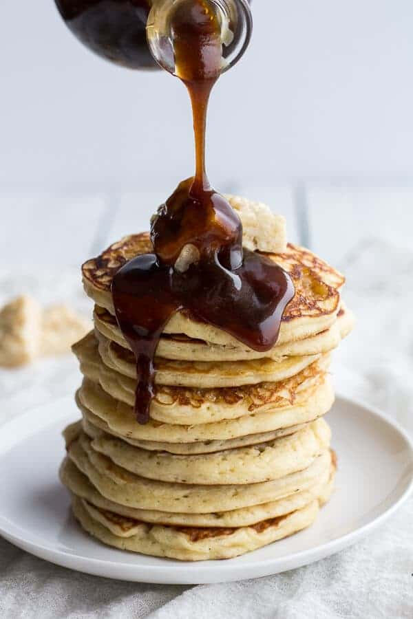 Rice Krispie Treat Pancakes with Browned Butter Syrup | halfbakedharvest.com