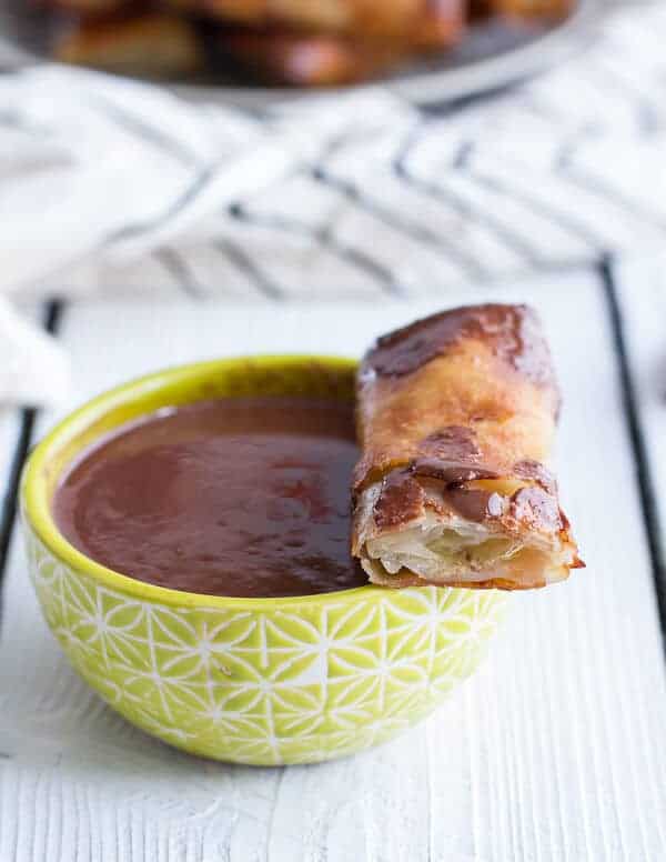 Sweet Banana Lumpia with Milk Chocolate Toasted Coconut Butter | halfbakedharvest.com