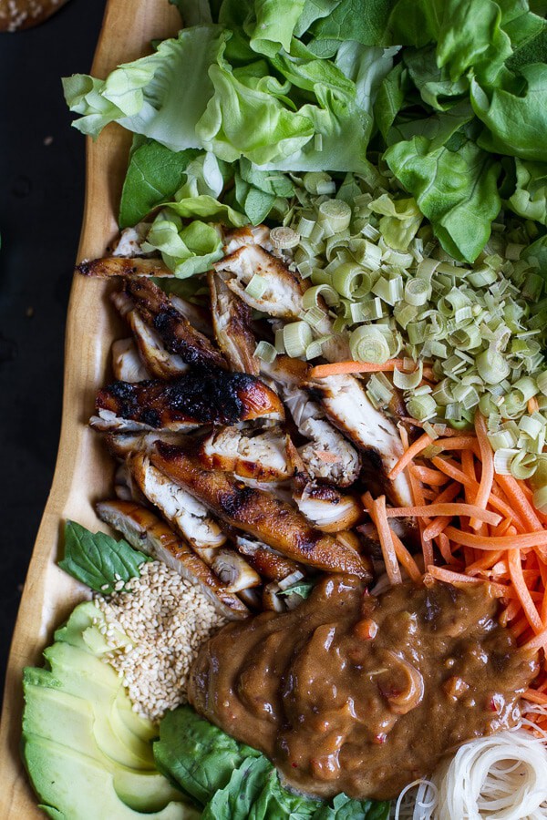 Vietnamese Chicken, Avocado + Lemongrass Spring Roll Salad With Hoisin Crackers | halfbakedharvest.com