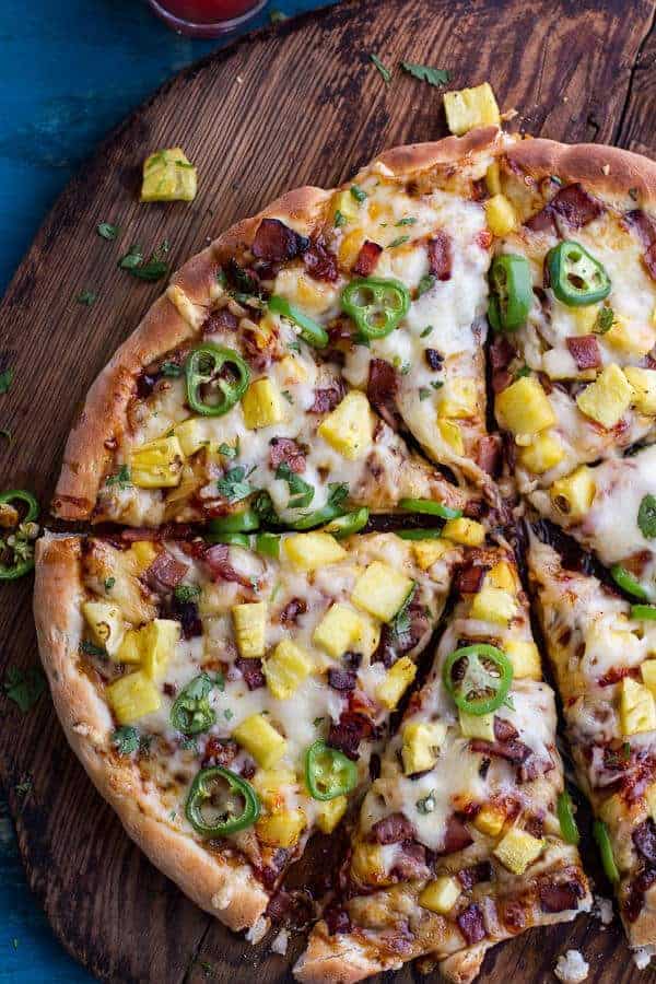The TJ Hooker Pizza (Chipotle BBQ and Sweet Chili Pineapple + Jalapeño Pizza with Bacon)! | halfbakedharvest.com