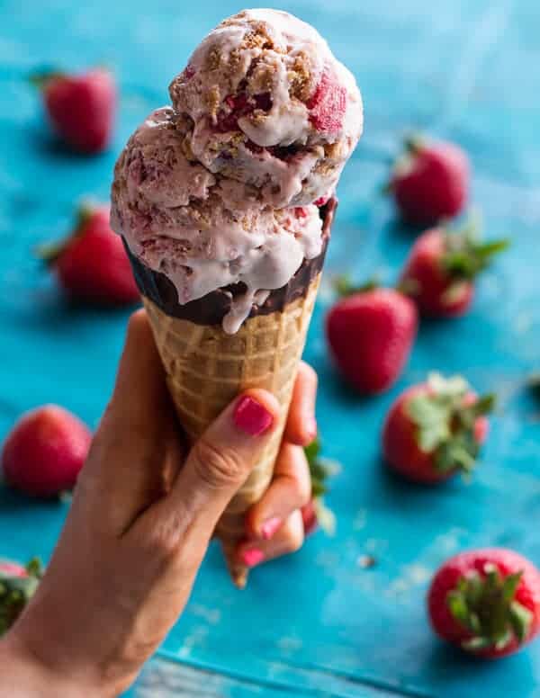 Caramelized Strawberry and Graham Cracker Crumble Ice Cream | halfbakedharvest.com