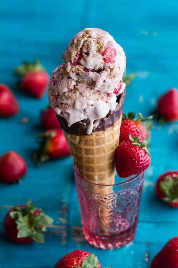 Caramelized Strawberry and Graham Cracker Crumble Ice Cream | halfbakedharvest.com