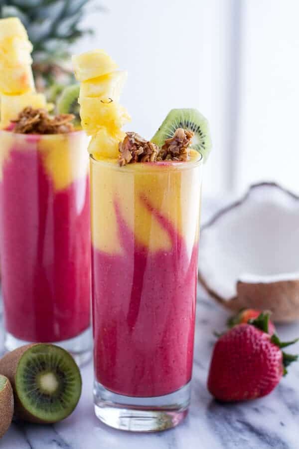Tropical Fruit Breakfast Smoothie | halfbakedharvest.com @hbharvest