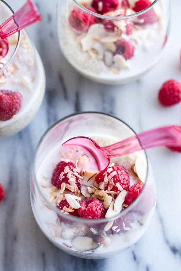 Vanilla Bean Coconut Quinoa Pudding with Honey Drizzled Raspberries | halfbakedharvest.com