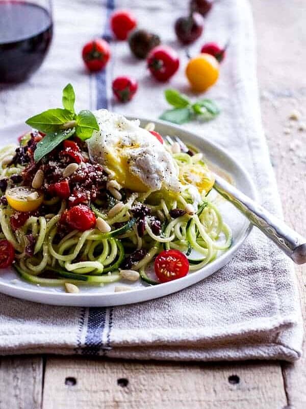 15-Minute Zucchini Pasta w- Poached eggs and Quick Heirloom Cherry Tomato Basil Sauce | halfbakedharvest.com @hbharvest