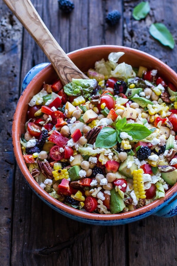 Easy Summer Herb and Chickpea Chopped Salad with Goat Cheese | halfbakedharvest.com