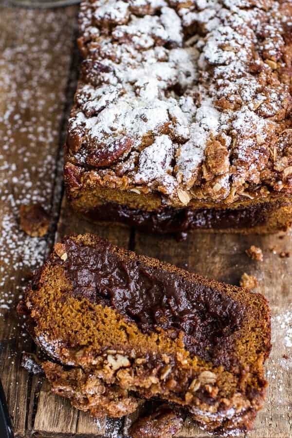 Molten Chocolate Pumpkin Streusel Bread | Thanksgiving Dessert Recipes | Decadent Cakes, Pies, And Pastries