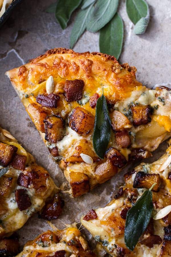 Sweet 'n' Spicy Roasted Butternut Squash Pizza w/Cider Caramelized Onions + Bacon | halfbakedharvest.com @hbharvest