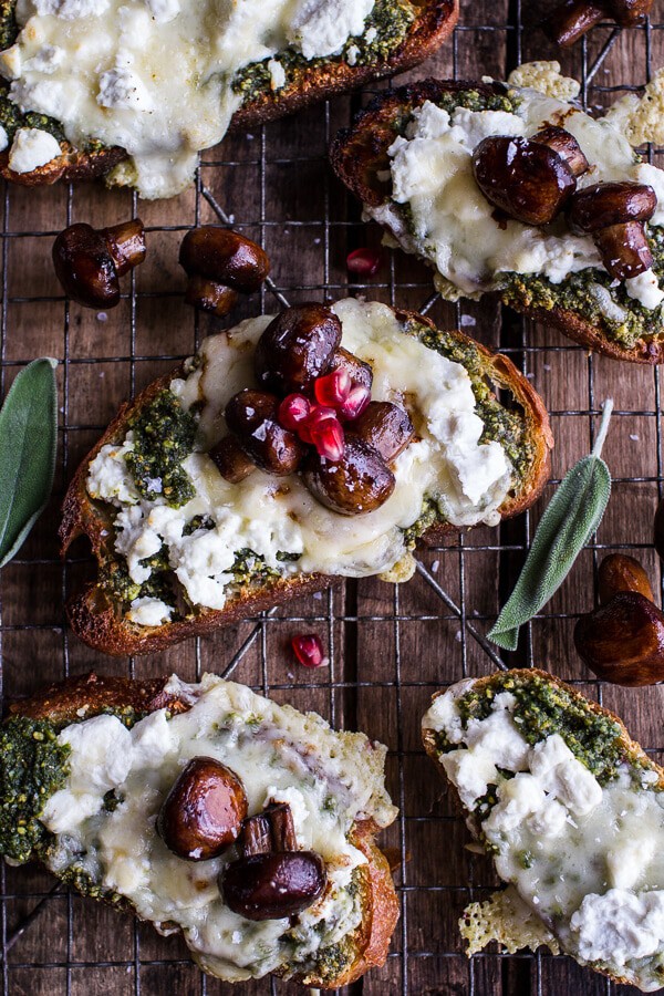Buttered Mushroom, Sage Pesto + Goat Cheese Sourdough Toast |halfbakedharvest.com @hbharvest