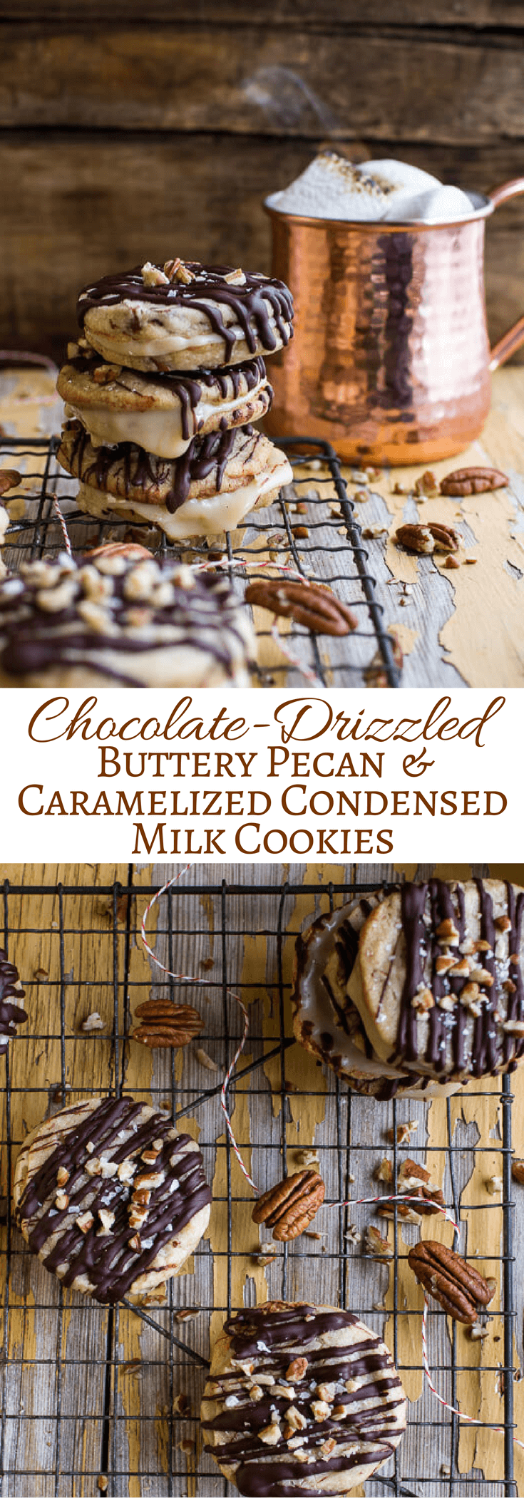 Chocolate-Drizzled Buttery Pecan and Caramelized Condensed Milk Cookies | halfbakedharvest.com @hbharvest