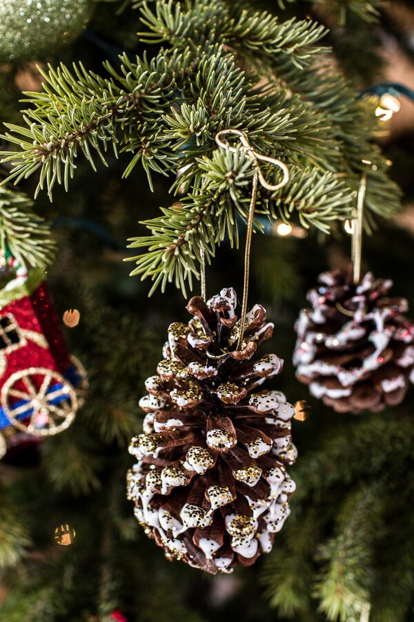 Homemade Holidays: Snowy, Sparkly Pine Cone Ornaments | halfbakedharvest.com @hbharvest