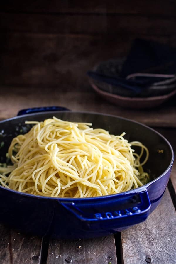 Manchego Brussels Sprout + Prosciutto Spaghetti w/Brown Butter Pistachio Pangrattato | halfbakedharvest.com @hbharvest
