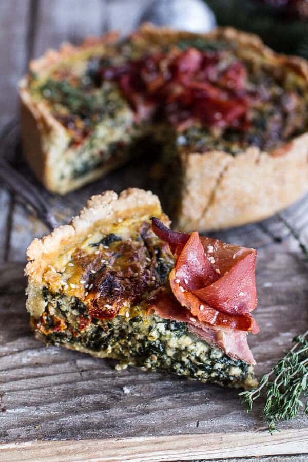 Deep Dish Spinach and Prosciutto Quiche with Toasted Sesame Crust | halfbakedharvest.com @hbharvest