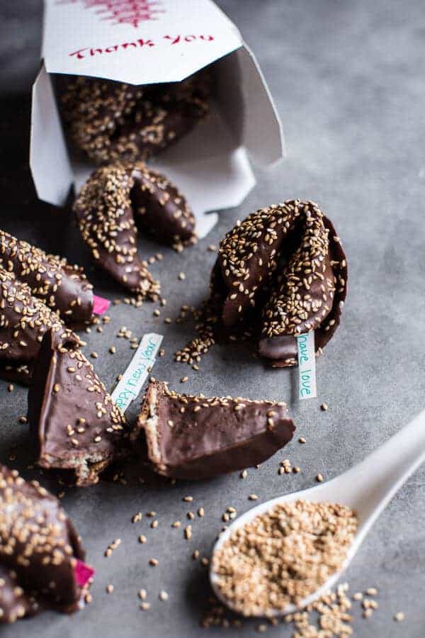 Chocolate Covered Toasted Sesame Fortune Cookies | halfbakedharvest.com @hbharvest
