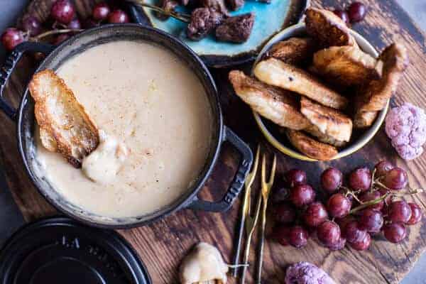 Smoky 3 Cheese Fondue with Toasted Garlic Buttered Croissants | halfbakedharvest.com @hbharvest
