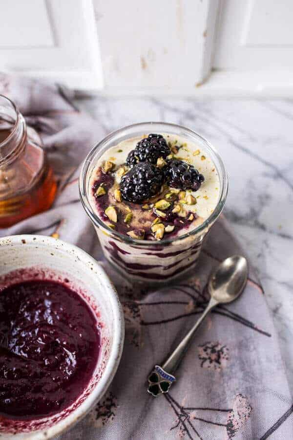 Black Tea Infused Irish Porridge with Acai Berry Ripple + Pistachio Cream | halfbakedharvest.com @hbharvest