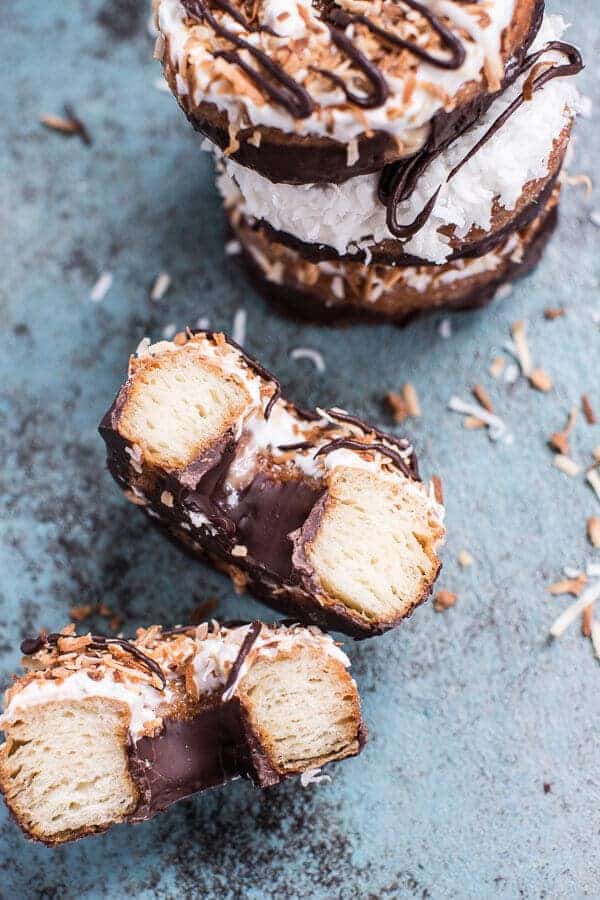 Chocolate Dipped Coconut Tres Leches Cronuts | halfbakedharvest.com @hbharvest