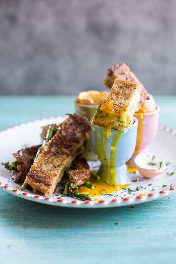 Drippy Eggs with Asparagus French Toast Grilled Cheese Soldiers | halfbakedharvest.com @hbharvest